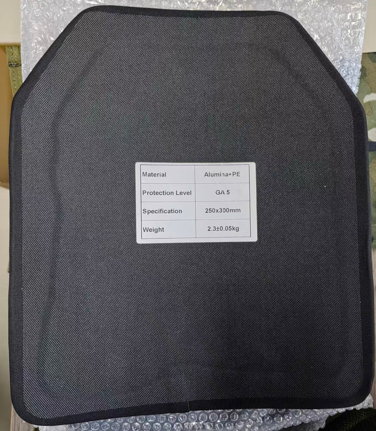 NIJ IV Ceramic Ballistic Plate | Alumina + UHMWPE, 250×300mm