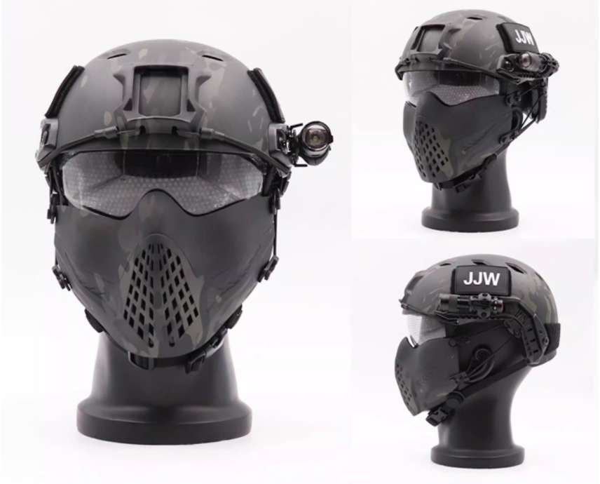 FAST BJ Goggle Version Tactical Helmet - Camo Cycling Helmet for Outdoor CS Field Games