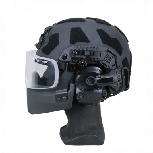 FAST SF NIJ IIIA Ballistic Helmet Set with Visor and Jaw Guard – Black