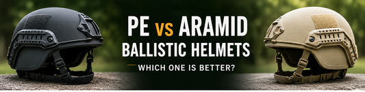 PE vs Aramid Ballistic Helmet comparison banner – Kevra Defense