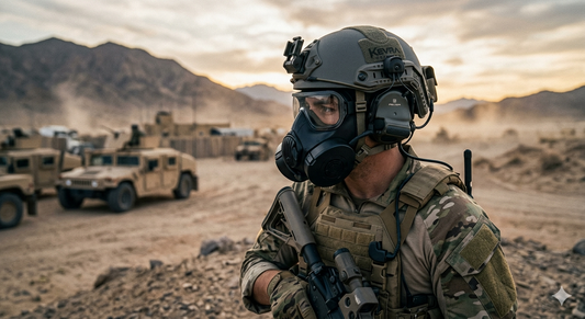 Custom tactical ballistic helmet and body armor integration solution by Kevra Defense