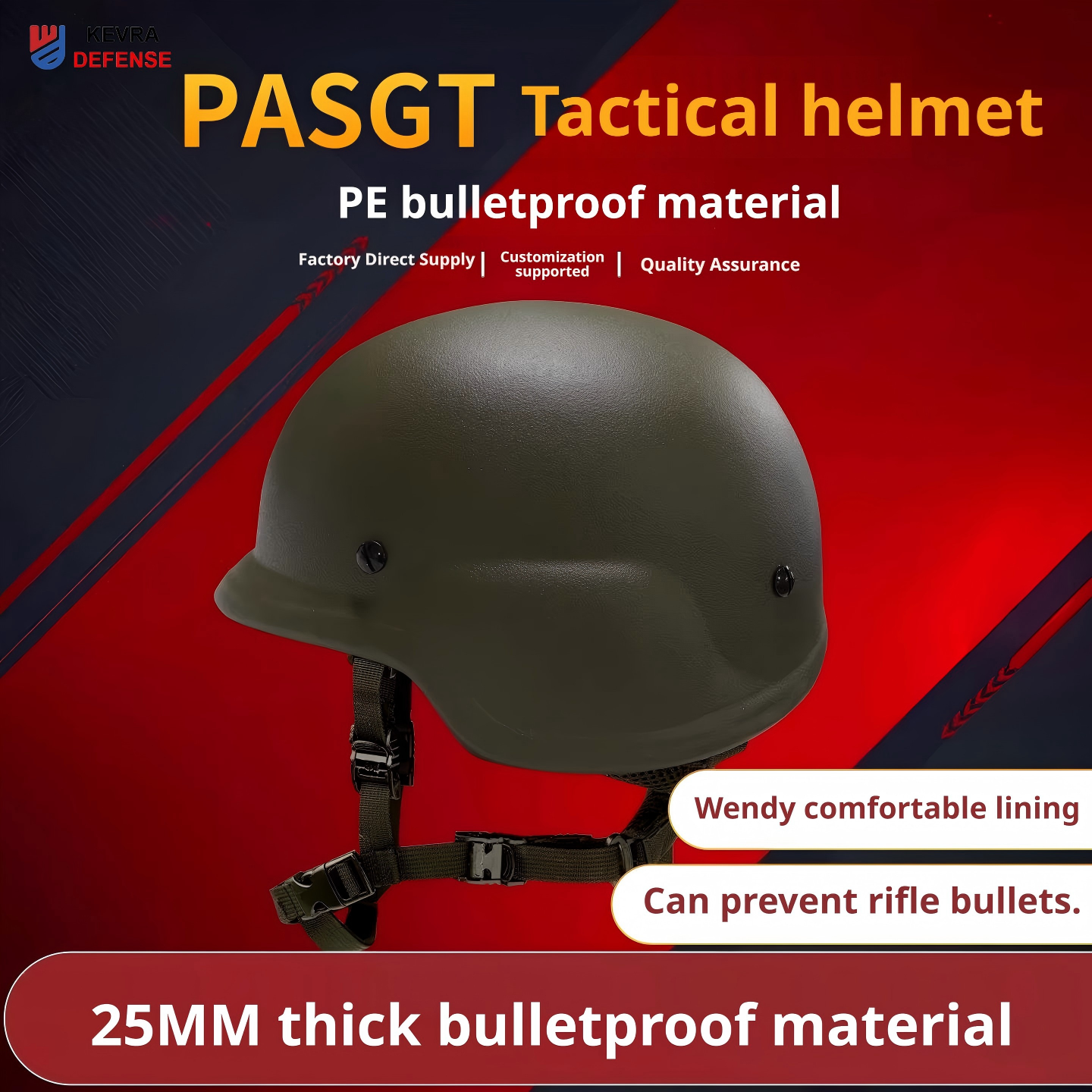 PASGT M88 NIJ RF2 Rifle-Resistant Helmet | UHMW-PE, AK Rated Ballistic Helmet