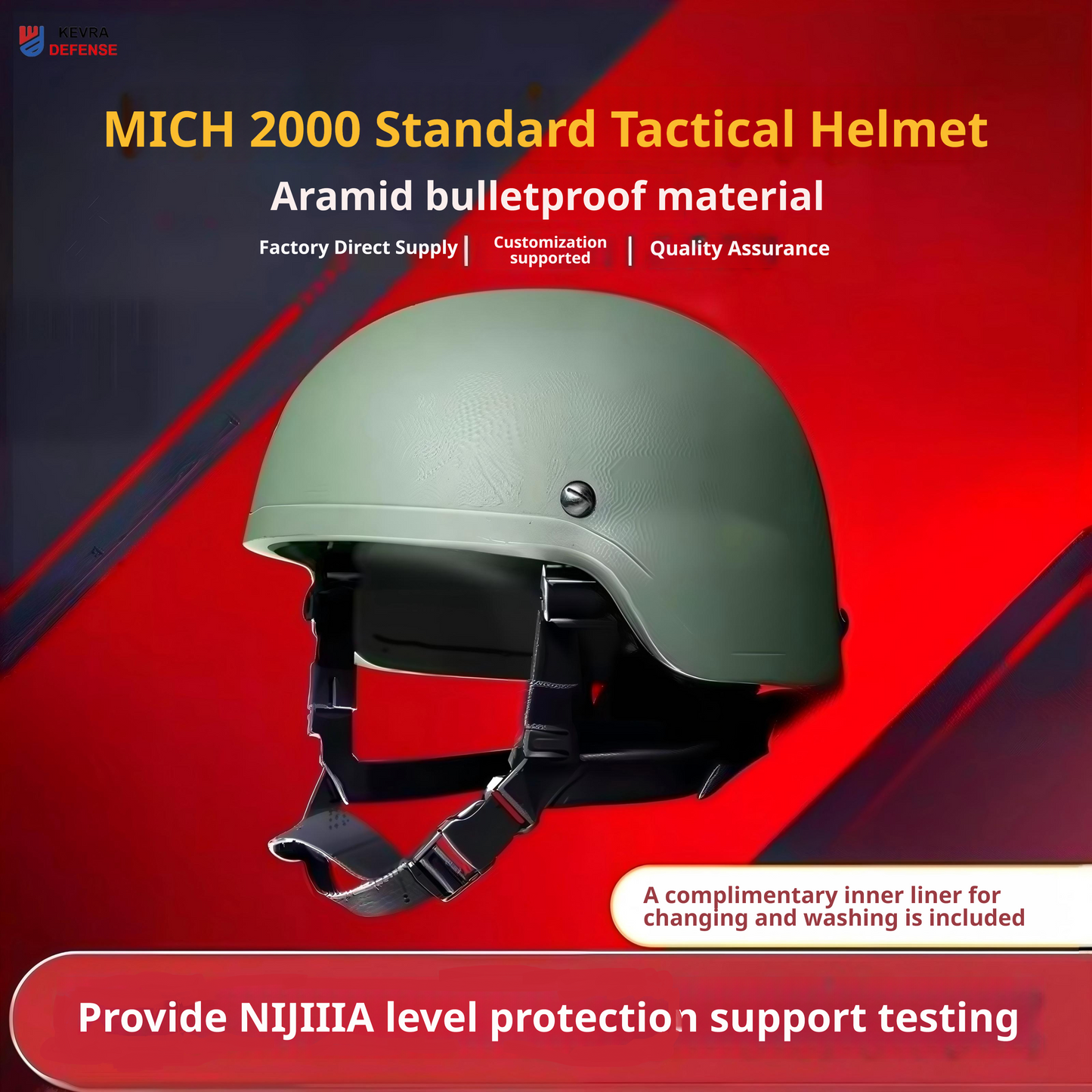 MICH2000 NIJ IIIA Aramid Ballistic Helmet | Kevlar Tactical Bulletproof Helmet