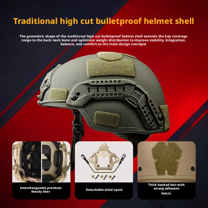 MICH2000 Ballistic Helmet side profile – 10mm UHMW-PE shell, NIJ Level IIIA protection \| Kevra Defense