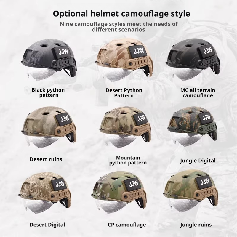 FAST BJ Goggle Version Tactical Helmet - Camo Cycling Helmet for Outdoor CS Field Games