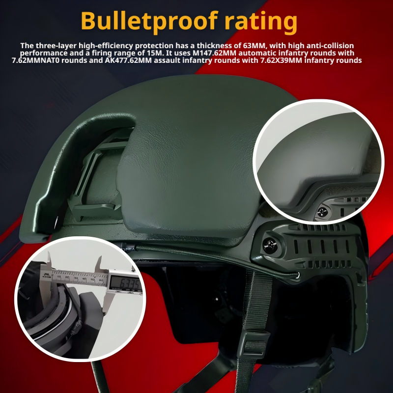 3-in-1 Aramid NIJ IIIA Ballistic Modular Helmet | 63mm Triple-Layer
