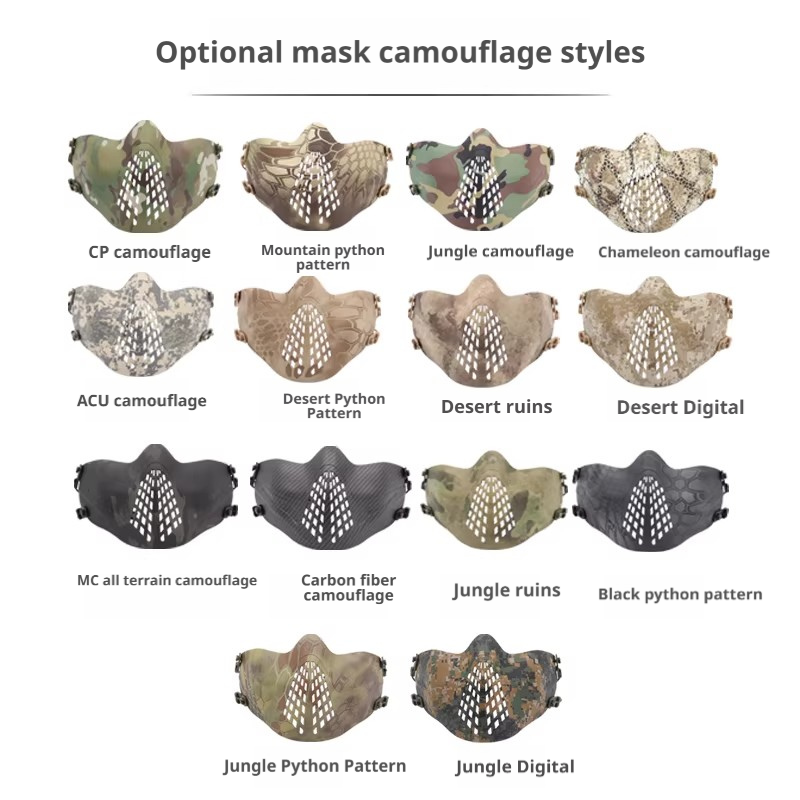 FAST MICH Tactical Half Face Mask | 19 Camo & Solid Patterns