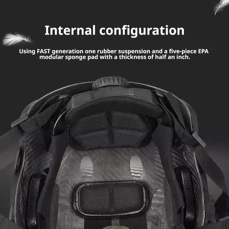 FAST tactical helmet - lightweight carbon fiber matte-grain painted suspension ski and cycling helmet