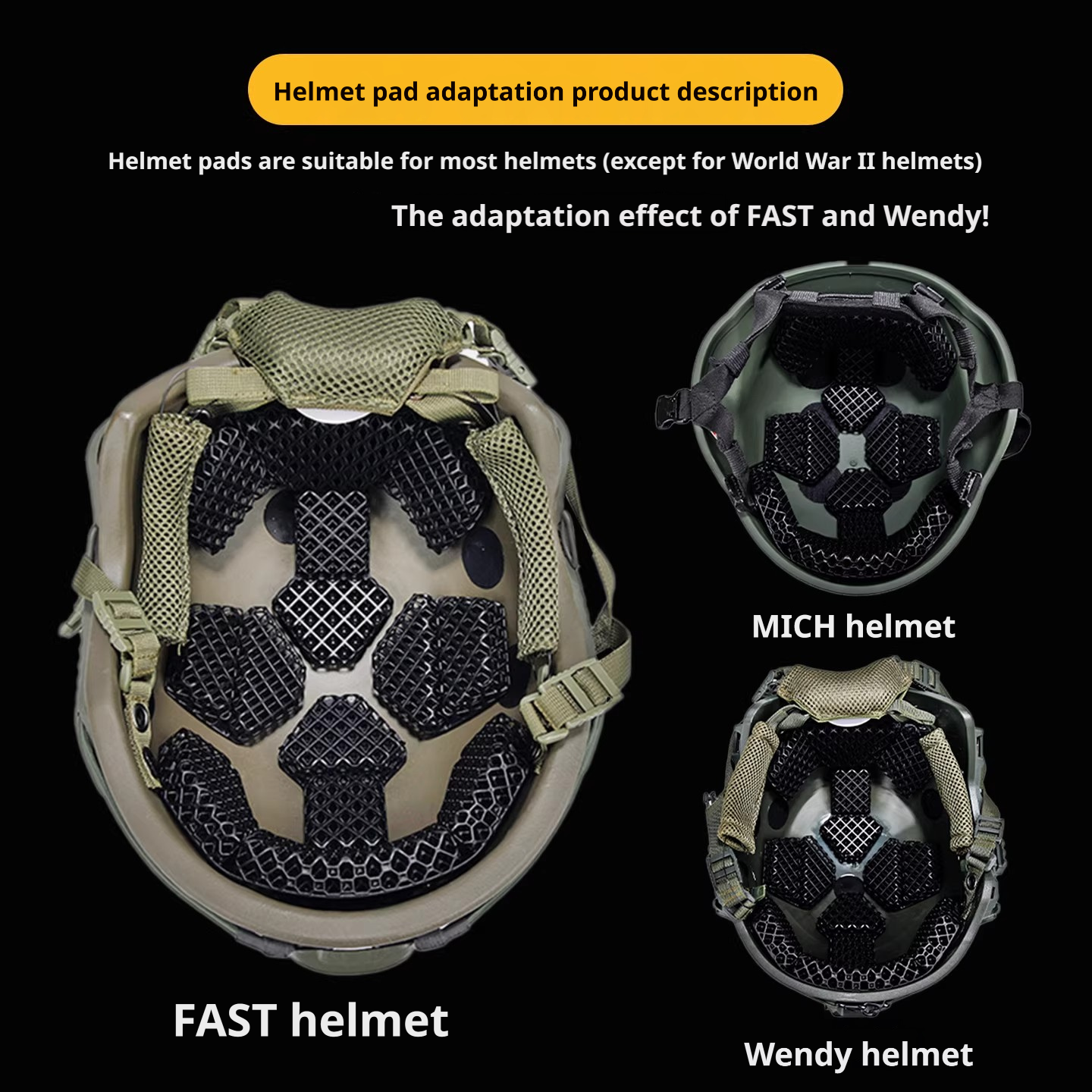 3D Hollow Breathable Cushion Pad - Universal Inner Liner for Tactical Helmets