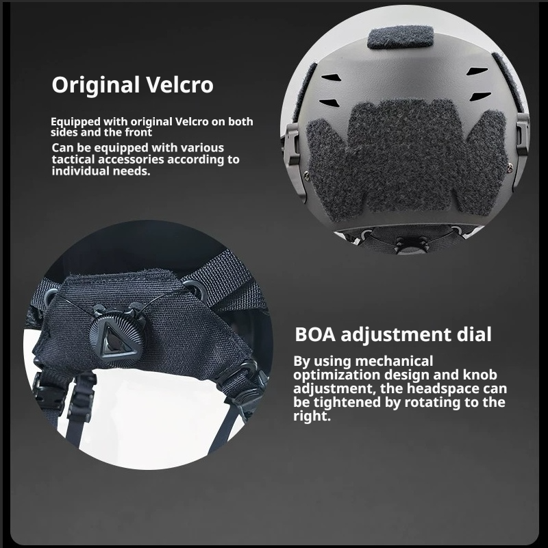 Wendy 3.0 helmet exterior hook-and-loop panels and rear fit-adjustment dial