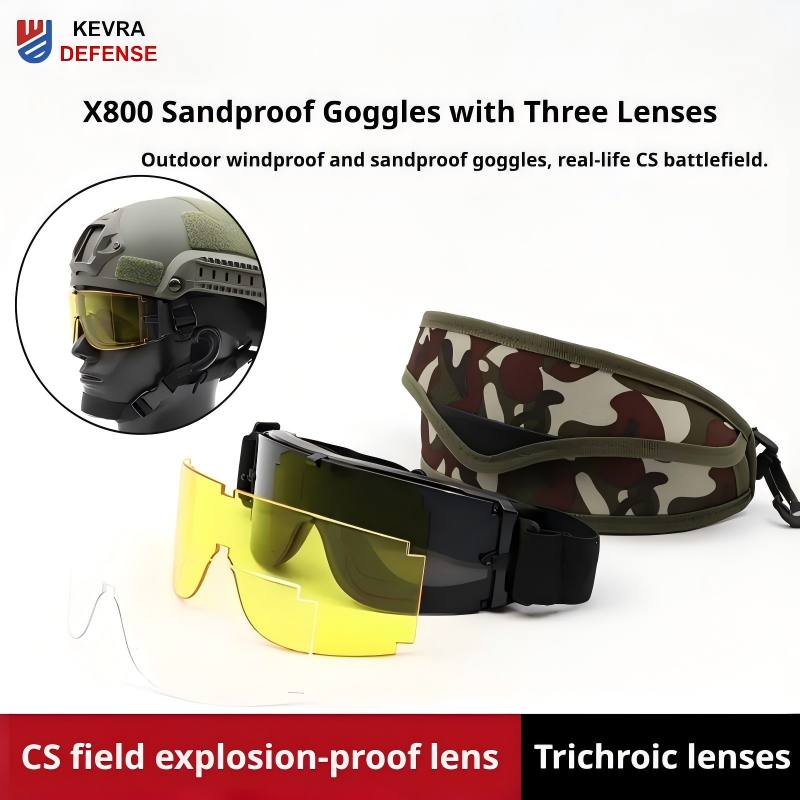 X800 Tactical Goggles | 3-Lens Set, Soft Rubber Frame, PC Lens
