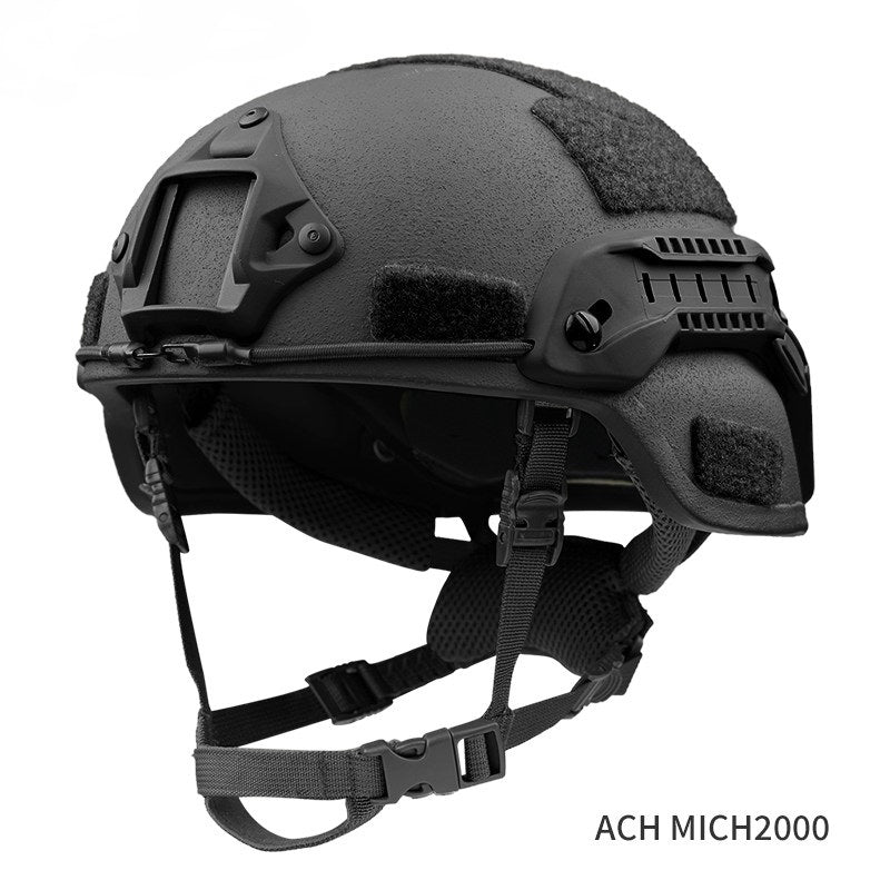 MICH2000 Ballistic Helmet – Black, NIJ IIIA UHMW-PE, 5-point chin strap \| Kevra Defense