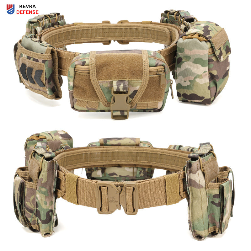 Tactical Duty Belt | MOLLE System | Quick-Release Buckle | 5 Modular Pouches