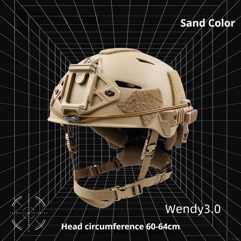 Sand Wendy 3.0 extra-large ABS tactical helmet with side rails and chin strap, 60–64cm fit
