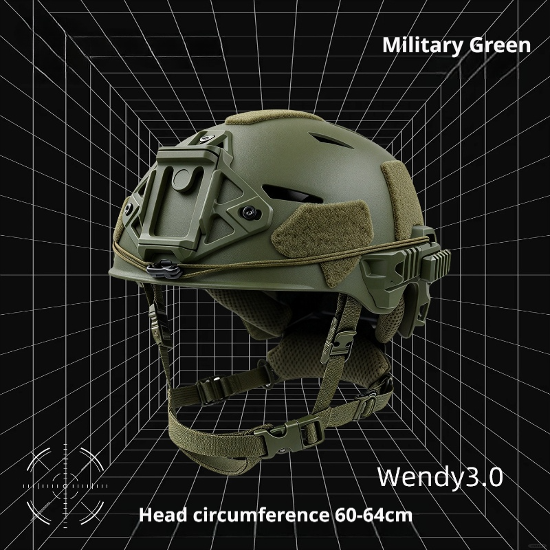 Military green Wendy 3.0 extra-large ABS tactical helmet, front three-quarter view, 60–64cm fit